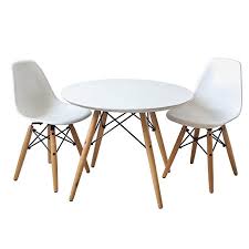 Buschman Set Of Table And 2 White Kids Eames Style Retro Modern Dining Room Mid Century Sh Modern Table And Chairs Kids Table And Chairs Round Table And Chairs