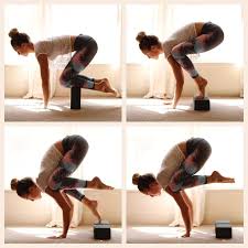 Tuesday Yoga Tidbits Crow Pose Prep Yourself To Take Flight Start By Propping Yourself On Blocks Like The First Pho Easy Yoga Workouts Yoga Poses Crow Pose