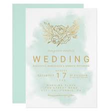 Elegant Gold And Mint Wedding Invitations Featuring A Floral Design With A Wat In 2020 Watercolor Flower Invitation Gold Wedding Invitations Floral Wedding Invitations