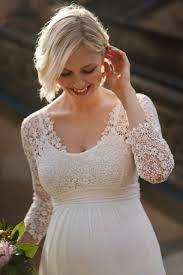 Plus size lace wedding dresses long sleeve. Plus Size Maternity Wedding Dress With Boho Floral Lace Short Maternity Wedding Dresses Maternity Bridal Wear Mamarella