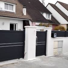 Portail Coulissant Alu Plein Droit Dijon Portail Portail Coulissant Arche Jardin