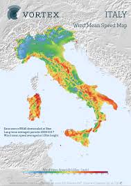 Italy blank map with regions. Wind Map Italy Vortex
