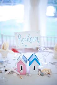 Beach Huts And Bunting Natalie And Tom S Wedding By The Riverbank Beach Theme Wedding Disney Wedding Theme Wedding Table Centerpieces