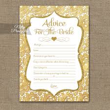 Your free printable wedding or bridal shower advice cards are formatted to print four cards per page. Bridal Shower Advice Cards Gold Lace Nifty Printables