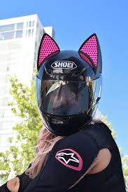 You are good to go with you very own cat ear motorcycle helmet! Cat Ear Upgrade Installed On Shoei Motorcycle Helmet By Ja Motogeek Photo By Artofcurly Helmet Motorcycle Helmet Brands Womens Motorcycle Helmets