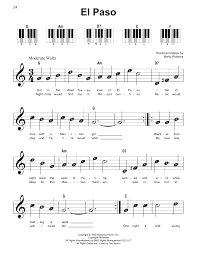 (long version) el paso 1959 with lyrics1536 jam sessions · chords: El Paso Sheet Music Marty Robbins Super Easy Piano