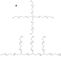 Structures of 4-arm aminated PEG (a) and 8-arm aminated PEG ...