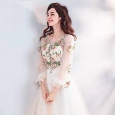 Long Sleeve Floral Tulle Prom Dress Tulle Prom Dress Prom Dresses With Sleeves Prom Dresses Long