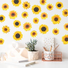 Sunflower Wall Decals For Indoor Spaces Painted Bedroom Doors Bedroom Wall Paint Yellow Room Decor