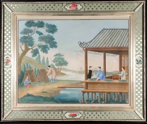 China Trade Painting on Paper, Silk Processing-Feeding of Silkworms | BADA