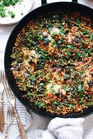 Skillet Chicken With Grains And Broccolini Bev Cooks Recipe Broccolini Skillet Chicken Healthy Chicken Recipes
