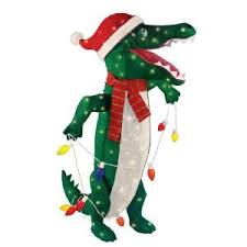 Home Accents Holiday 36 In Pre Lit Tinsel Alligator Ty049 1314 The Home Depot Christmas Yard Decorations Christmas Yard Tropical Christmas