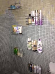 A microfiber cloth or an eraser sponge can help you get out any stubborn stains. Shower Storage Dorm Bathroom Bathroom Shower Organization Shower Organization