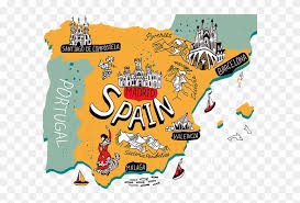 A major port on the northeastern mediterranean coast of spain, barcelona has a wide variety of attractions that bring in tourists from. Renting A Property In Spain Fotoprint Illustrated Map Of Spain By Daria I 61x46cm Free Transparent Png Clipart Images Download