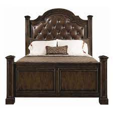 Normandie Manor Leather King Bed Bernhardt Furniture Upholstered Panel Bed Furniture
