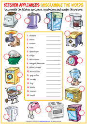 Kitchen objects home appliances list with pictures. Kitchen Appliances Esl Vocabulary Worksheets
