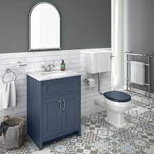 Duck egg blue works well when combined with cream, brown or pastel shades for a pretty bathroom scheme. Chatsworth Blue 610mm Vanity With White Marble Basin Top Victorian Plumbing Uk Basin Traditional Bathroom Suites White Marble