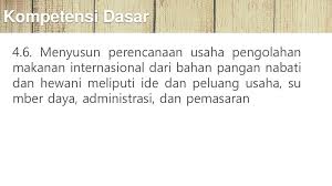 Anda bisa berangkat dari masalah sosial, ekonomi prosedur operasional standar adalah bagian dari proposal usaha makanan yang menunjukkan bagaimana proses produk tersebut. Kewirausahaan Pengolahan Makanan Internasional Xi Ipa Dan Ips Ppt Download