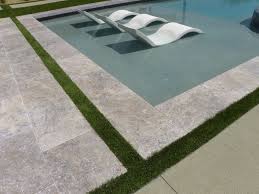Pool pavers & pool coping: Silver Travertine Natural Stone Paver Qdisurfaces