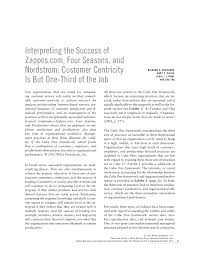 Pdf Interpreting The Success Of Zappos Com Four Seasons And Nordstrom Customer Centricity Is But One Third Of The Job