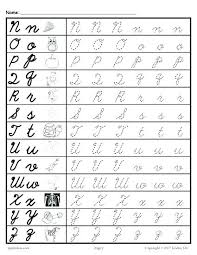 cursive letters az chart free printable cursive handwriting