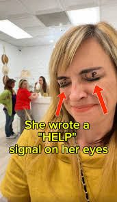 She keep signaling "HELP" with her eyes 😱