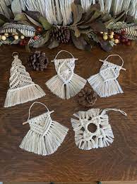 3 Mini Macrame Macrame Ornament Macrame Christmas Ornament Boho Decor How To Make Ornaments Mini Macrame Diy Christmas Ornaments
