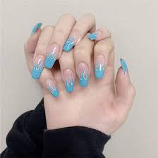 Whatever you do, steer clear of nail salons that use harsh chemicals such as methyl methacrylate (mma) during the acrylic application process—in. Amazon Com 24pcs Press On False Nails Flame Coffin Square Acrylic Fake Nails Fire Glue On Fingersnails For Women Girls Diy Manicure Salon Beauty