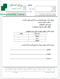 أوراق عمل الوحدة السادسة الصف السادس لغة عربية الفصل الثاني المناهج السعودية