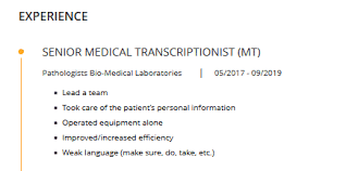 The.gov means it's official.federal government websites often end in.gov or.mil. Medical Transcriptionist Resume Examples Template And Resume Tips Cleverism