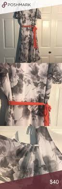 Dress Barn Gray White Coral Dress With Frills 16 Coral Dress Feminine Dress White Coral