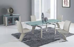 Extendable Frosted Glass Top Designer Modern Dining Room With Leaf Dining Room Furniture Modern Modern Dining Room Set Glass Dining Table Set