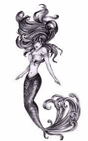Mermaid Black White Drawing Art Mermaid Tattoo Designs Mermaid Drawings Mermaid Art