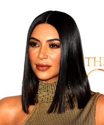 Horizontal back line forward lateral line. Kim Kardashian Medium Straight Black Bob Haircut