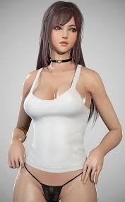 Hentai Booru - Image 1381: 1girl 3d aqua_eyes bare_shoulders black_panties  breasts brown_hair camisole choker cleavage collarbone highres lace  lace_panties long_hair no_pants original panties panty_lift ryanreos  see-through solo underwear - Anime and ...