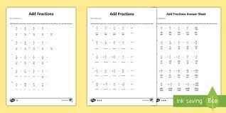 year 6 adding fractions worksheets teaching resources