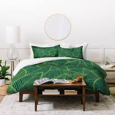 Duvet cover features a button closure. Lime Green Leaves Duvet Cover Arcturus