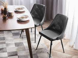Exceptional leather armchair chair dining table beef leather black real leather. Set Of 2 Dining Chairs Faux Leather Black Valerie Beliani Co Uk