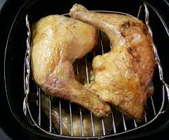 Airfryer Chicken Leg Quarters Salt And Pepper Added No Marinade No Sauce Double Rack Used Chicken Leg Quarter Recipes Air Fryer Chicken Air Fryer Recipes