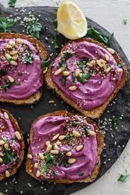 Chickpea Free Purple Sweet Potato Hummus Toast Flora Vino Recipe Sweet Potato Hummus Food Purple Sweet Potatoes