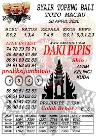 Syair Togel Toto Macau Jitu Hari Ini 20 April 2020 Di 2020 Topeng Bali