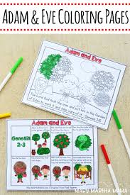 This free coloring sheet shows adam and eve in the garden of eden on day 6 of creation when god made people. Adam And Eve Coloring Pages Mary Martha Mama