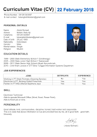 Contoh Cv Dalam Bahasa Inggris Yang Baik Dan Benar Best Resume Examples