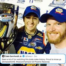 Dale Earnhardt Jr. congratulates Chase Elliott
