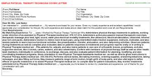 Physical Therapy Technician Cover Letter