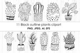 Shop canvas art, framed styles, prints, metal art and more. Black And White Potted Plants Clipart Cactus Succulents 967717 Illustrations Design Bundles