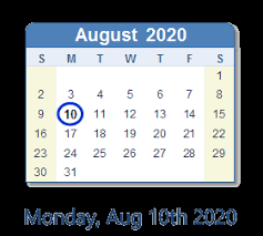 And see for each day the sunrise and sunset in august 2020 calendar. August 10 2020 History News Top Tweets Social Media Day Info