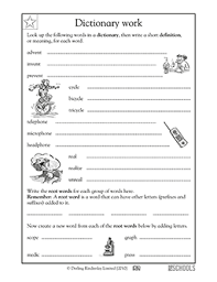 using a dictionary root words 3rd grade reading writing worksheet greatschools
