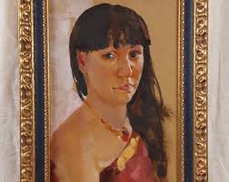 Summer Female Portrait, Female Beauty Art, Framed Oil Portrait, Vintage Oil  Painting, Ukrainian Artist