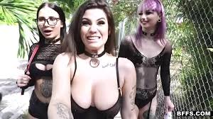 Tatted up sex kittens Val Steele, Indica, Flower, and Stella Raee love  getting all dolled up in sexy black lace and going to wild raves together!  - XNXX.COM
